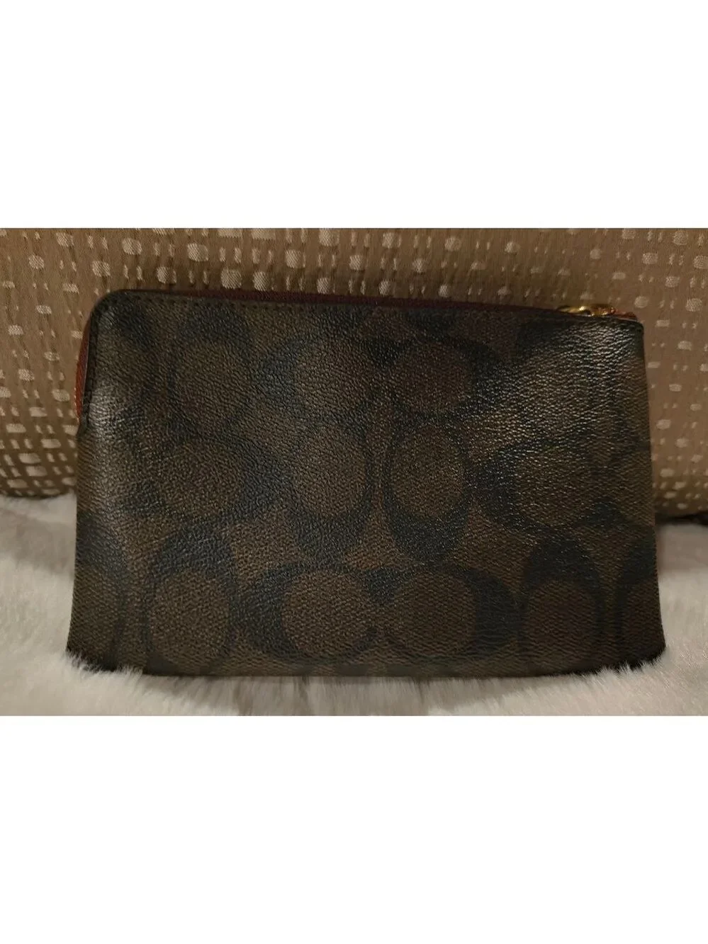 Coach Brown Signature Logo Wristlet